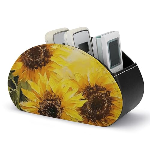 Support de télécommande tournesols en cuir PU à 5 compartiments pour contrôleur - 2