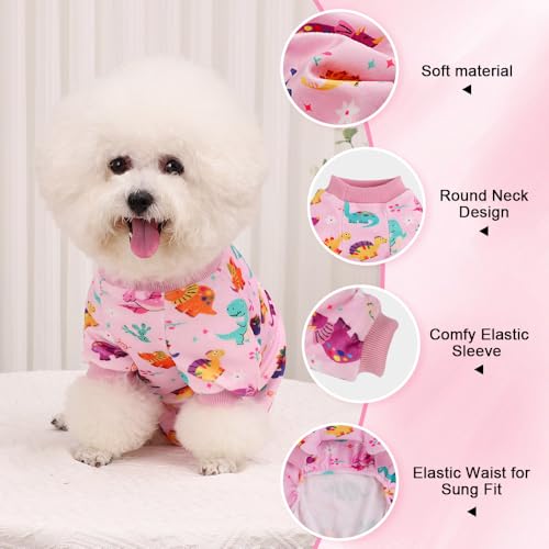 Pijamas para cães, pijamas de chihuahua Yorkie, roupas de animais de estimação com design de dinossa