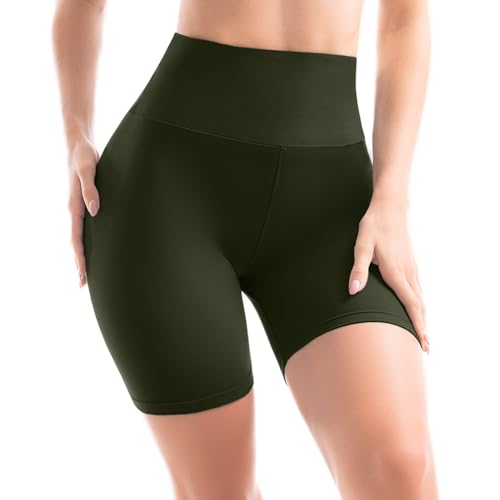 Sanpetix Radlerhose Damen, Kurze Leggings Blickdicht für Damen Armeegrün 1 Pack SM