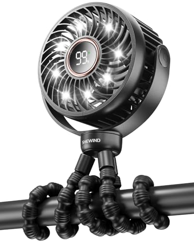 SHEWIND Stroller Fan, 4000mAh Portable Battery...