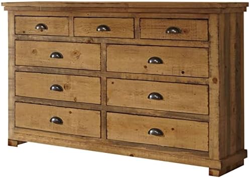 Progressive Furniture Willow Drawer Dresser, 66" x 20" x 44", Distressed Pine