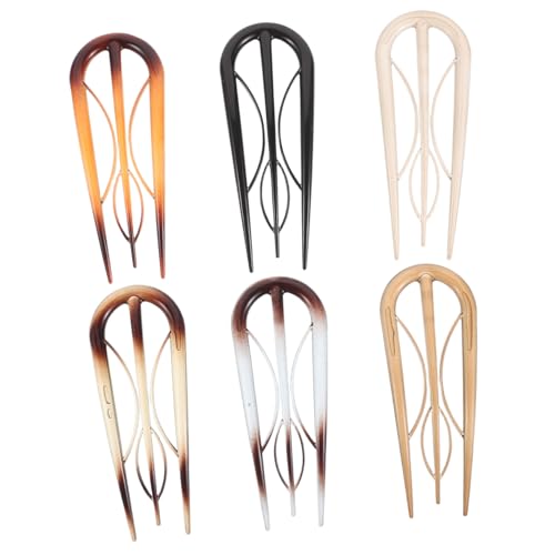 Anneome 6 Piezas Horquilla En Forma De u Largo Conformado Horquillas Para El Cabello Para Mujeres Shape Palos Palillos De Pelo Bronce Oriental Patas Accesorios Moño El Plastico