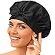 Seidenhaube zum Schlafen – Schlafhaube aus 100% Maulbeerseide, atmungsaktive und anpassbare Schlafmütze, Silk Bonnet, Haarhaube für die Nacht mit elastischem Band