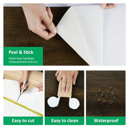 Papel pintado de madera marrón extraíble e impermeable para forrar mesas 7