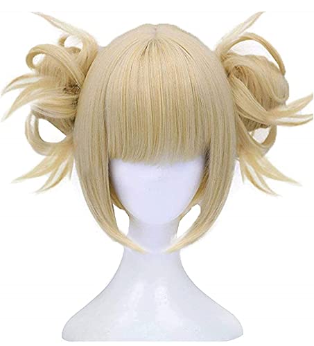 IMEYLE Wig Light Blonde Anime Cosplay Hair Wig with 2 Detachable Buns Clips Short Straight Wig With Bangs Synthetic Wig for Costume Halloween Party + Wig Cap IMEYLE Wig Light Blonde Anime Cosplay Hair Wig with 2 Detachable Buns Clips Short Straight Wig With Bangs Synthetic Wig for Costume Halloween Party + Wig Cap