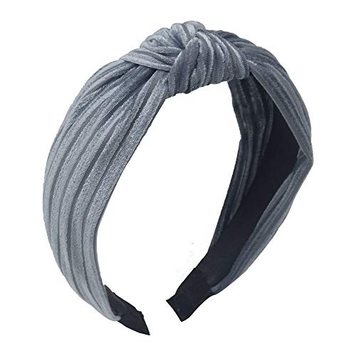 1Pcs Velvet Headbands for Women - Stripe Bandana Knot Headbands for Women Turban Headbands for Women Wide Headbands for Women Hairband Hair Hoops Hair Accessories,Gray