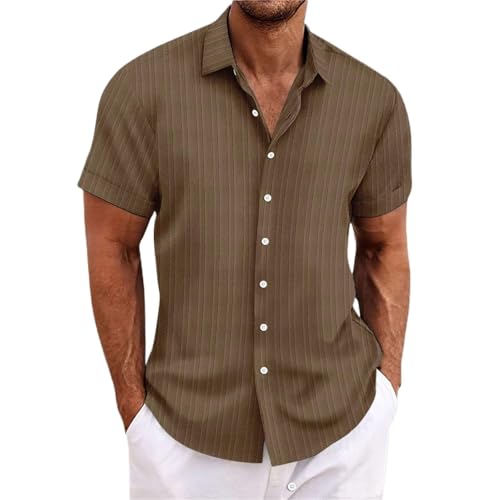 Chemise décontractée homme à rayures verticales coupe ample et manches courtes