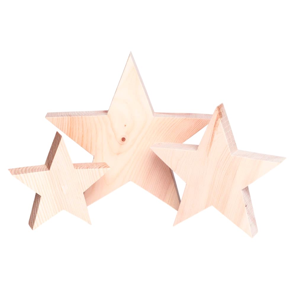 Holzsterne 3er Set aus Zirbenholz – Handgefertigte Weihnachtsdeko zum Hinstellen – Deko-Sterne für Fensterbank, Tisch & Sideboard – Nachhaltige Holzstern Deko für Advent & Weihnachten Küche, Haushalt & Wohnen