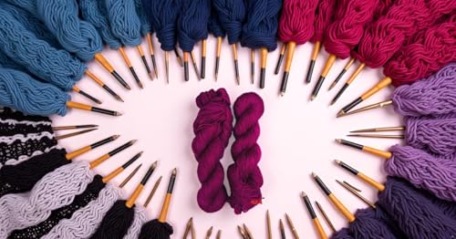 Image of M.G ENTERPRISE Brilon Dark Magenta (200 gm) Wool Hank Hand Knitting Wool /Art Craft Soft Fingering Crochet Hook Yarn, Needle Knitting Yarn Thread dye F E TD