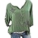 Produktbild Bluse Damen Herbst Shirt Knopf Fünfzackigen Stern Hot Drill Tops Oberteil Langarm 3/4 Ärmel O-Ausschnitt Sweatshirt Langarmshirt Lose Hemd Tunika