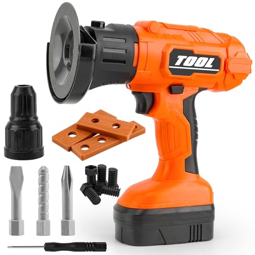 Toy Power Drill,Circular Cutting Drill Toy with Screw Set,Kids Play Drill Construction Toddler Tool Set with Realistic Light, Sound and Motion,Toy Tools for Kids Ages 3,4,5,6,7,8 Years Old?Orange?