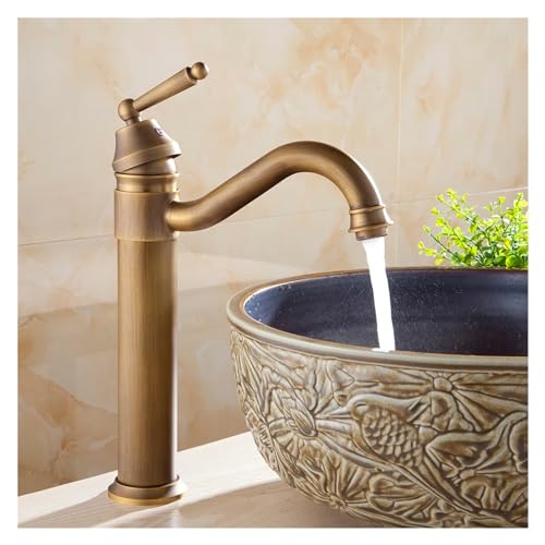Grifos de lavabo de latón antiguo mezclador monomando para tocador y baño rústico
