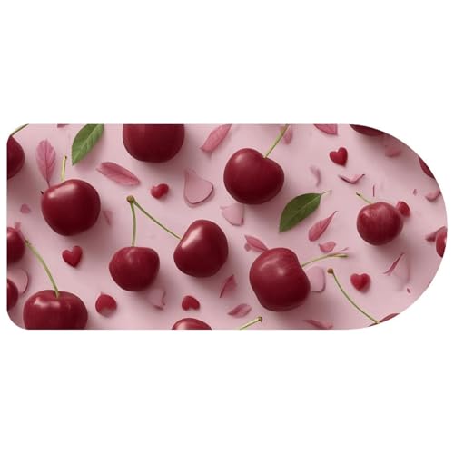 Grand tapis de souris cerises et cœurs 73x35cm avec base caoutchouc