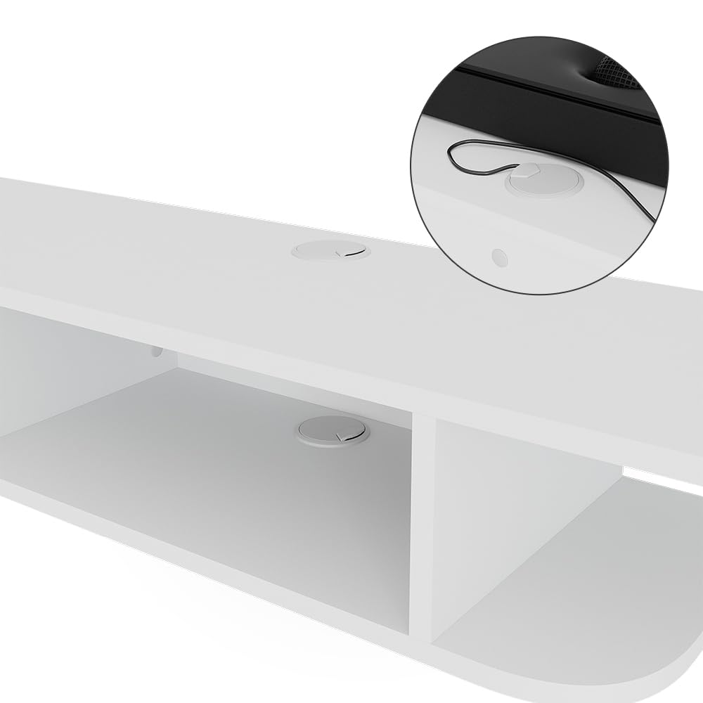 Vicco Mobile tv Lorio, Bianco, 105 x 18.2 cm Scomparti aperti, per la conservazione di dispositivi multimediali e accessori