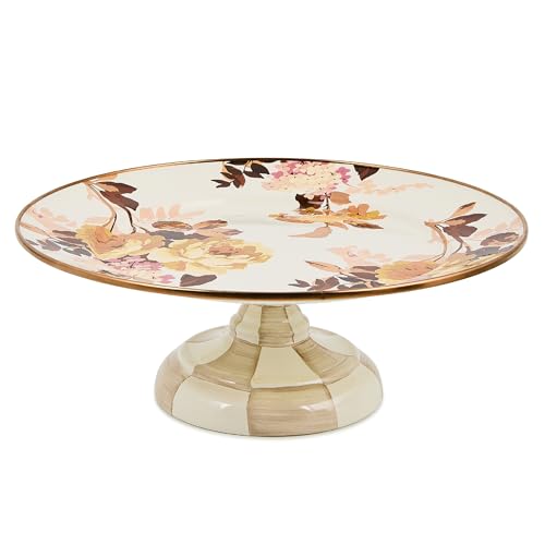 Image of MACKENZIE-CHILDS Pedestal Platter, Small, Wild Rose White