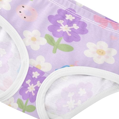 Girls' Underwear Flowers Floral Purple White Toddle Brief Panties 2-8 Years 203005634