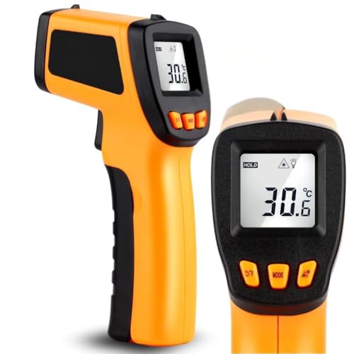 Termômetro Digital Infravermelho Culinário com Laser, 50ºC a 400ºC, Alta Precisão, Sem Contato, Para Assados, Frituras e Alimentos, Premium