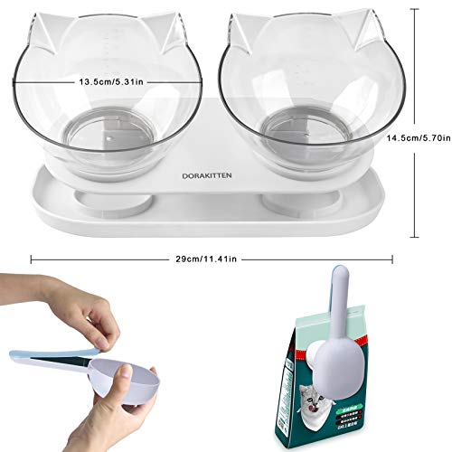 Cat Food Bowls Double Raised - Dorakitten Cat Feeding Bowl Double Kitten Dishes Kitty Water Feeder Raised with Stand for… - Image 6