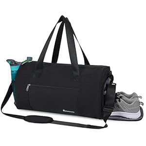 Gym Bag Sports Duffel Bag with Wet Pocket and Shoe Compartment for Men Women Travel Holdalls for Weekend Overnight…