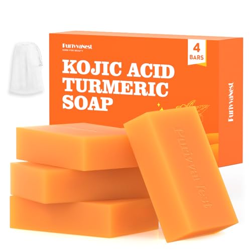 PurivvaNest Kojic Acid Turmeric Soap Bar Dark Spot Remover for face and body Even Skin Tone, Moisturizing & Nourishing Natural Ingredients100g (2 Bars)