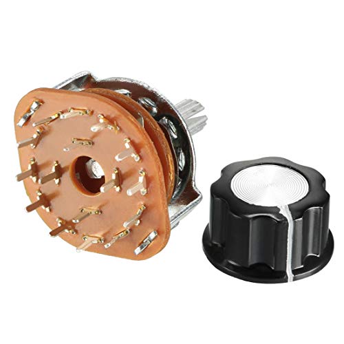 Uxcell 4P3T 4 Pole 3 Throw Single Deck Band Channel Rotary Switch Selector With Black Plastic Knob #TOP3