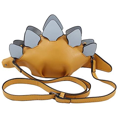Women Cross Body Bag Dinosaur Personality Shoulder Bag PU Leather Cartoon Clutch Bag with Chains Chic Clutch Purse (Yellow) Cover