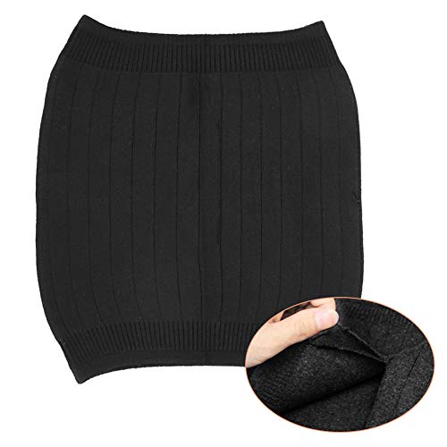 Double Thicken Thermal Cashmere Knit Warmer Band Abdominal Binder Stomach Lumbar Lower Back Support Brace Waist Wrap Belt Belly Band Warm Kidney (Double Cashmere+Black, L for waist 90-112CM)