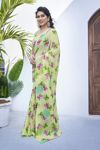 Image of MIRCHI FASHION Saree for Woman Georgette Floral and Leaf Printed | Elegant Farewell and Ceremonial Women's Sari with Blouse Piece