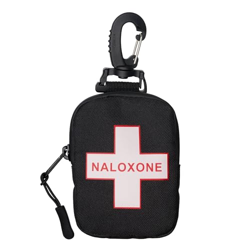 Naloxone Overdose Response Duty Belt Pouch Case Compact Design Holds 1 Nasal Spray Dose | Insulated Silver Lining | Carabiner Clip Included (Mini)
