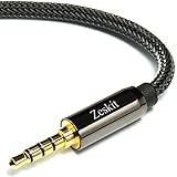 Zeskit Premium 3.5mm Jack Male to Male AUX Audio Cable, TRRS 4 Poles for Headphones with Mic, Speakers - 4ft