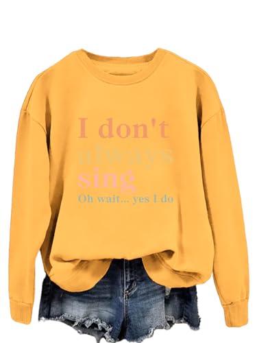 Zimoya eBayi Damen Sweatshirt mit Rundhalsausschnitt, Aufschrift \"Don\'t always sing oh Chvity\", Glaube, Liebe, Dai, Gelb Typ A, XL Zimoya eBayi Damen Sweatshirt mit Rundhalsausschnitt, Aufschrift \"Don\'t always sing oh Chvity\", Glaube, Liebe, Dai, Gelb Typ A, XL