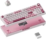 Keychron J3 SE 96% Mechanical Gaming Keyboard with Knob, Creamy Typing Sound, Tri-Mode Wireless (Bluetooth 5.2/2.4GHz/USB-C), Hot-Swappable RGB Sakura Milk Switch for Mac Windows Linux - Pink