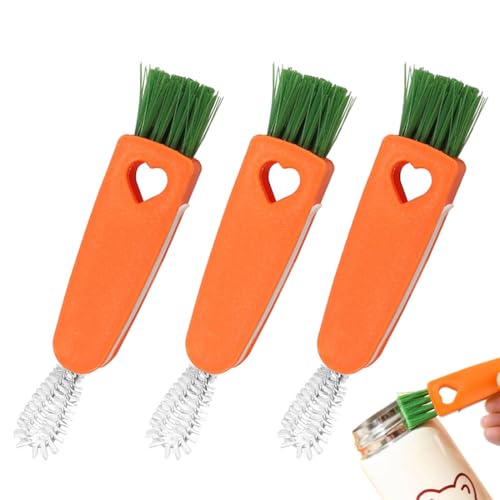 NHQZ 3pcs limpia pajitas limpiador botellas por dentro Cepillo de Tapa de Botella, Cepillo de Detalle de Tapa de Botella 3 en 1, Cepillo de Limpieza Multiusos, Cepillo de Limpieza de Tapa de Taza