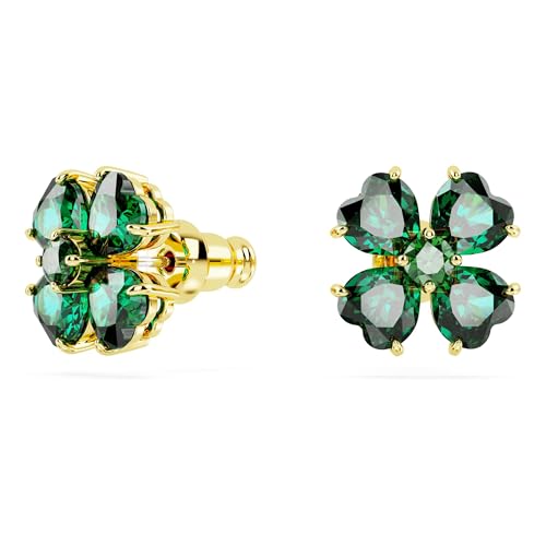 Variante de Swarovski pendientes mujer Trébol verde baño tono oro