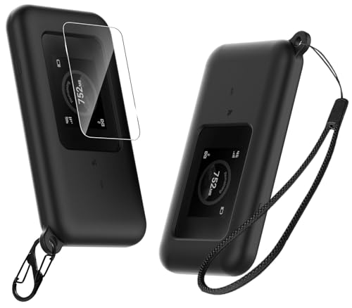 【1+1枚セット】For PREMIUM CHARGE WIFI U20P ケース+保護フィルム 1枚 Wi-Fi カバー [LAZIRO] 柔らかなシリカゲル 装着したまま使用可能 衝撃吸収 防水 防塵 軽量 落下防止 紛失防止用のフックを搭載した スリムソフト 保護カバー（ブラック）の商品画像（Amazon）
