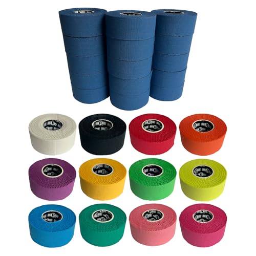 Image of Ringside 1 inch Athletic Trainers Tape, 15 Rolls, Adhesive Cotton, Blue