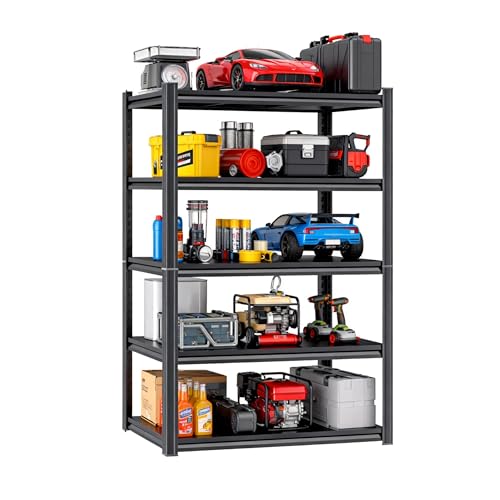 Image of Metal Garage Shelving Unit, Heavy Duty 5-Tier Adjustable Storage Rack, Steel Shelving,2000 lbs Capacity, Industrial Shelves for Heavy Tools and Equipment (5-Tier 63 inch H x40 W x 18 inch D)
