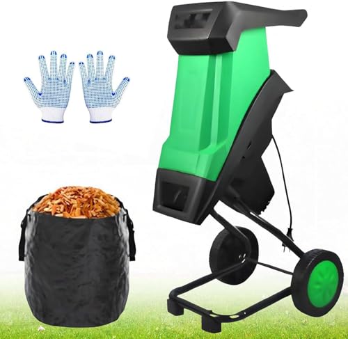 Trituradora de jardín eléctrica de 2400 W: trituradora multifuncional para hojas y ramas con bolsa recolectora de 50 L, velocidad en vacío de 4500 rpm y diámetro de corte de 39 mm