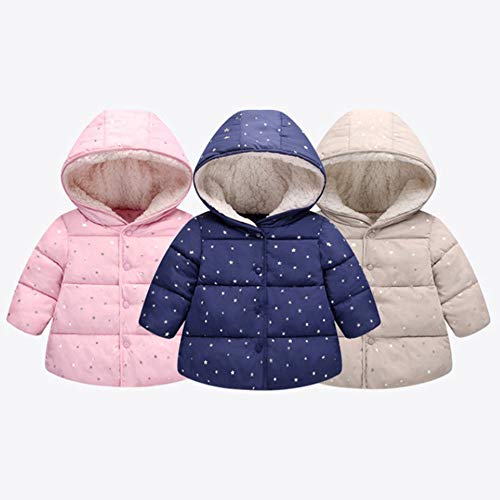 Toddler Baby Boys Girls Winter Jacket Thick Warm Clothes 1-4 Years Old,Kids Cute Star Print Hooded Coat Outwear (12-18 Months, Pink) #TOP2