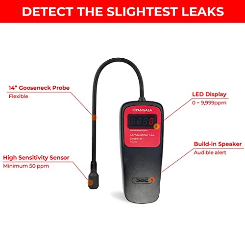 Pangaea Digital Gas Detector, Portable Gas Tester Detector, Bright Led Screen, Natural Gas (Methane) Or Lpg (Liquified Propane Gas), Combustible Gas Sensor Sniffer (Natural Gas/Methane Model) #TOP2