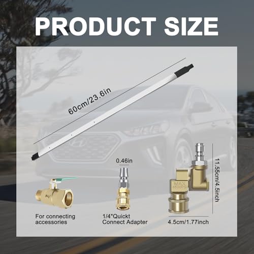ALRION Radiator Cleaning Wand, 24" Radiator Cleaning Tool, 4500 PSI Stainless Steel Water/Air Pressure Washer Gun Adapter for Cars, Trucks, Rvs, Heavy Equipment — view 6