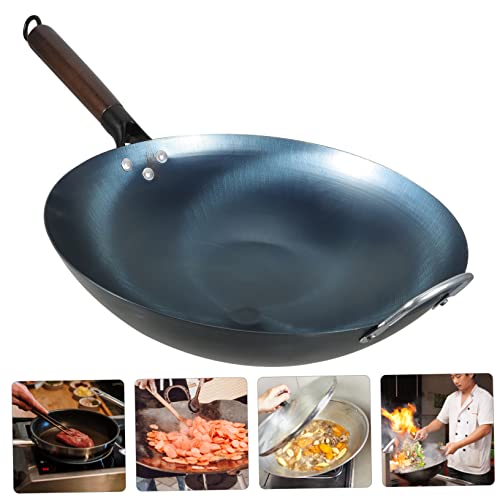 Wok multifuncional con mango de madera y cuerpo de hierro fundido miniatura 6