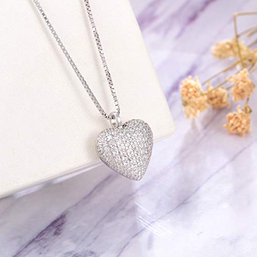 925 Sterling Silver Cremation Necklace CZ Heart Urn Pendant Jewelry for Pet Human Ashes Keepsake Memorial Jewelry Gift for Women3