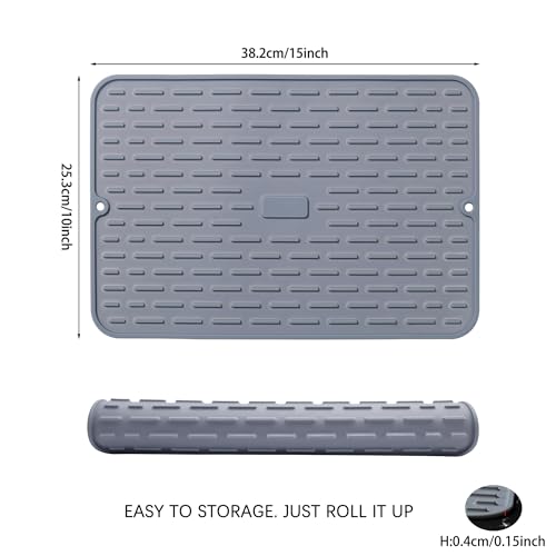 To encounter Silicone Dish Drying Mat -Small 15" x 10" - Set of 2 Flexible Rubber Drying Mat, Heat Resistant Silicone Trivet, Countertop Mat, Dish Draining Mat, Sink Mat - Image 3