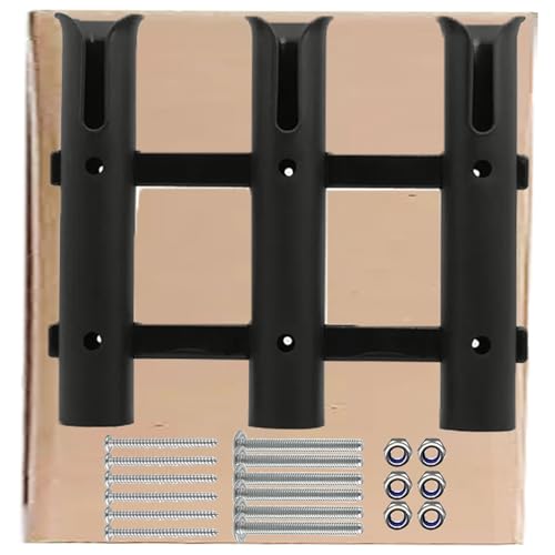 Fishing Rod Holders with Screws Plastic Tube Pole Holders Bracket for Boat Kayak Garage Cooler Trailer Portable (Black-3 Pole)