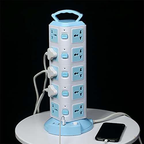 Standing Power Strip Tower Portable Power Tower With Top Handle 3 Usb Ports | 6.6ft Extension Cord, Desk Char/Ging Station For Office Home Dorm Room Essentials, One Switch Each Floor, Desk Accessories - image 1