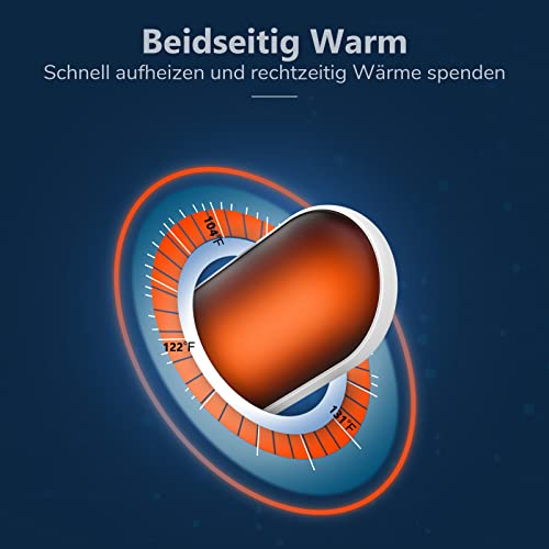 10000mAh Handwärmer, USB Wiederaufladbar Elektrische Tragbare Taschenwärmer Power Bank mit 3-Ports, Lang Anhaltende Hitze, Geschenk für Frauen Kinder Mann Outdoor-Sportarten