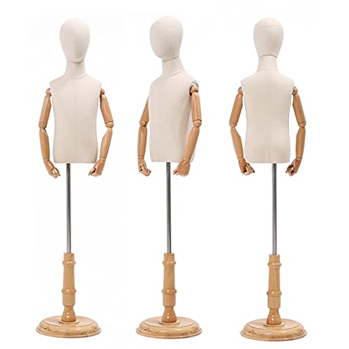 Maniquí de busto infantil de alta sastrería con base de madera noble regulable 4