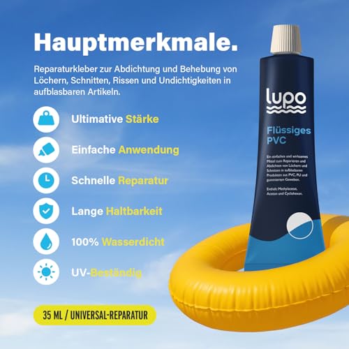 LUPO Reparaturset für aufblasbare Artikel | Universalkleber zur Reparatur von Löchern in aufblasbaren Pools...