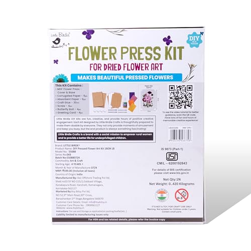 Image of Little Birdie DIY Pressed Flower Art Kit 1 Box| Art & Craft, Creative, Fun & Activity DIY Learning Kit | Gift for Kids, Girls and Boys